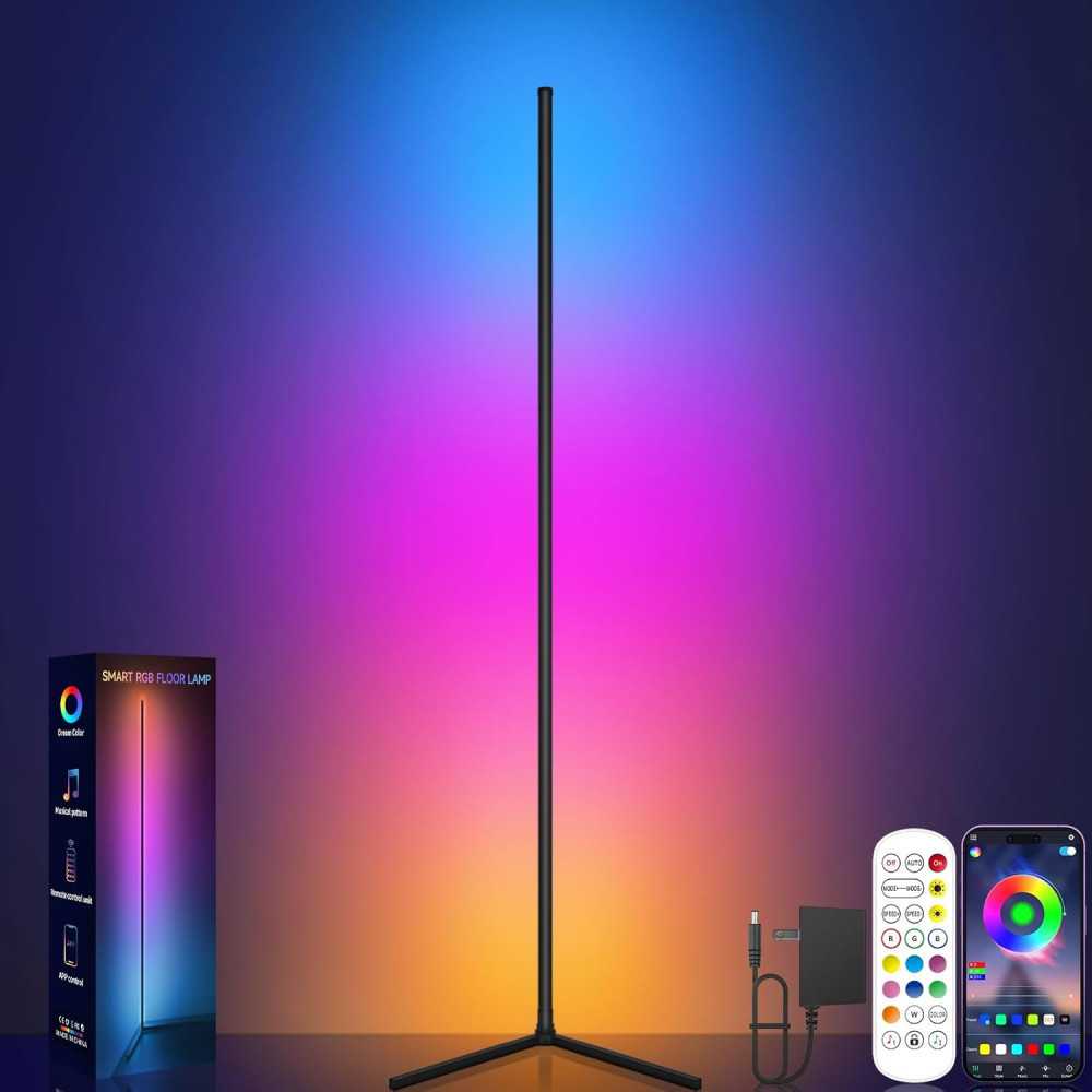 Smart RGB LED Corner Floor Lamp for Customizable Ambiance and Entertainment | TekChoice Electronics