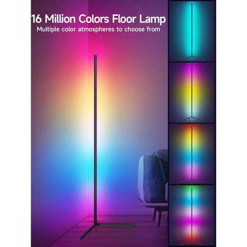 Smart RGB LED Corner Floor Lamp for Customizable Ambiance and Entertainment | TekChoice Electronics