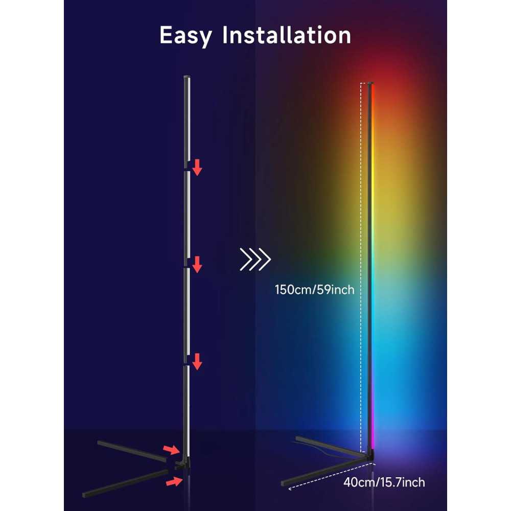 Smart RGB LED Corner Floor Lamp for Customizable Ambiance and Entertainment | TekChoice Electronics