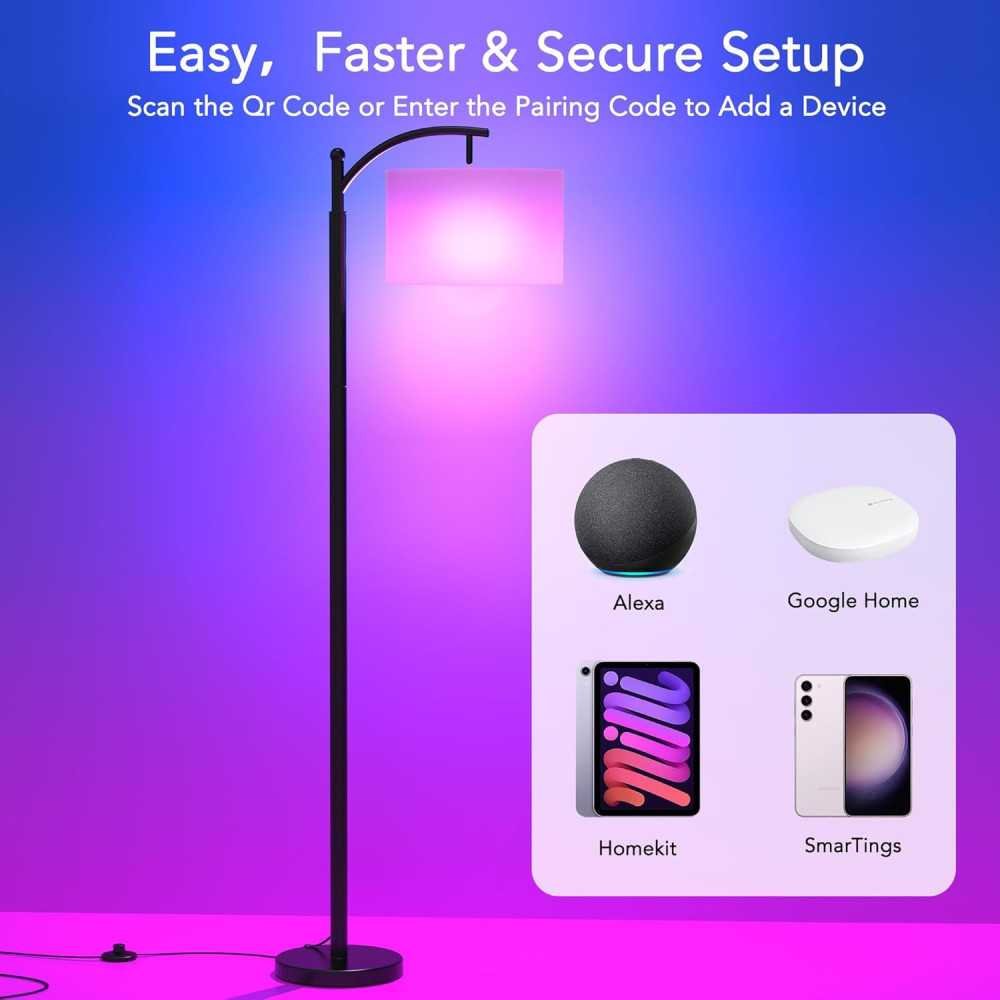 Smart RGB Floor Lamp with Adjustable Color Temperatures and Industrial Appeal | TekChoice Electronics