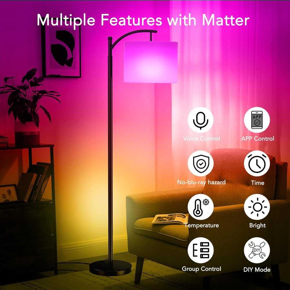 Smart RGB Floor Lamp with Adjustable Color Temperatures and Industrial Appeal | TekChoice Electronics