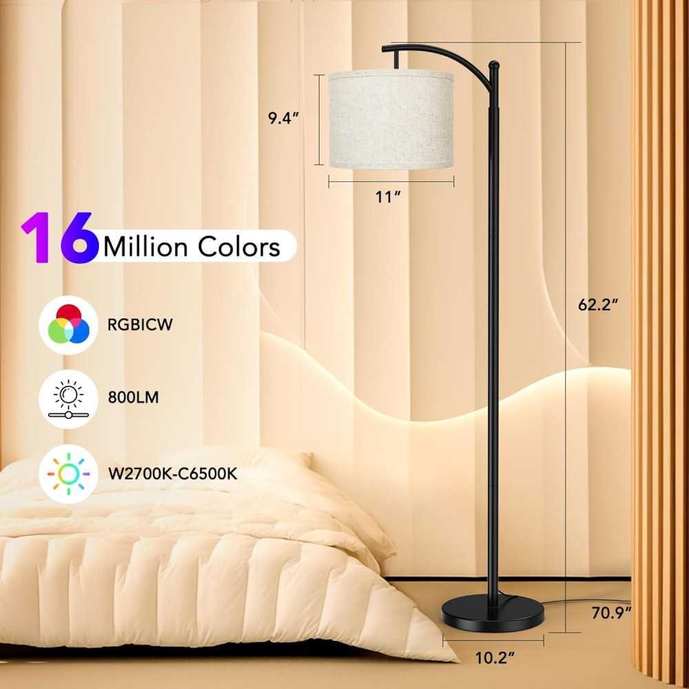 Smart RGB Floor Lamp with Adjustable Color Temperatures and Industrial Appeal | TekChoice Electronics