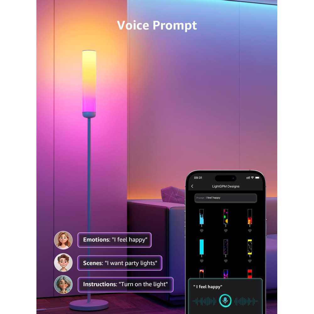 Smart LED Floor Lamp with AI Integration and Music Sync | TekChoice Electronics