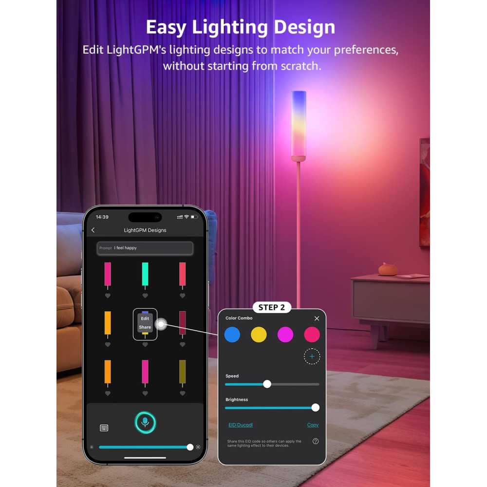Smart LED Floor Lamp with AI Integration and Music Sync | TekChoice Electronics