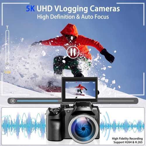 64MP 5K Vlogging Camera with WiFi, Autofocus, and Flip Screen | TekChoice Electronics