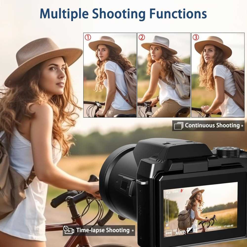 64MP 5K Vlogging Camera with WiFi, Autofocus, and Flip Screen | TekChoice Electronics