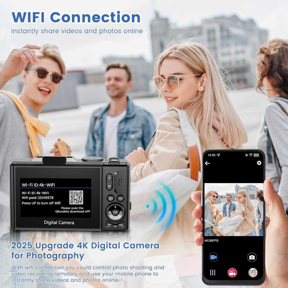 4K Vlogging Camera with Flip Screen, 64MP Resolution, and Handy Accessories | TekChoice Electronics