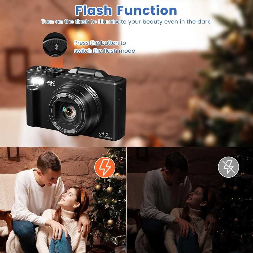 4K Vlogging Camera with Flip Screen, 64MP Resolution, and Handy Accessories | TekChoice Electronics