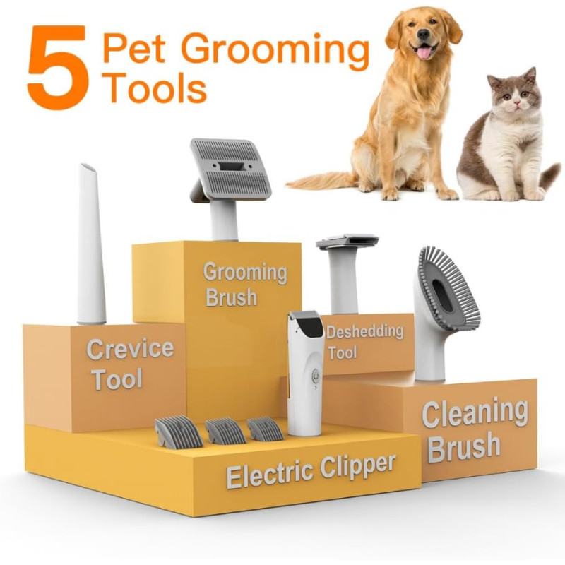 Professional Pet Grooming Kit & Vacuum: Effectively Removes 99% of Pet Hair, Equipped with 2L Large Capacity