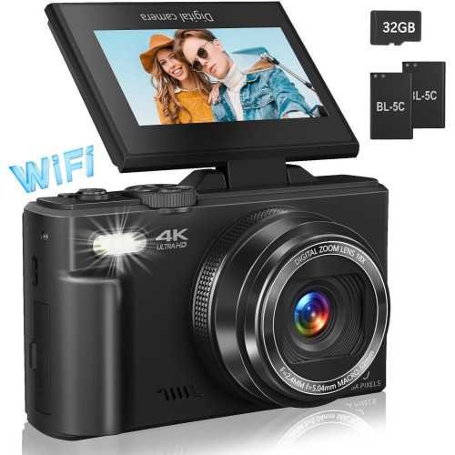4K Vlogging Camera with 180° Flip Screen and Retro Charm | TekChoice Electronics