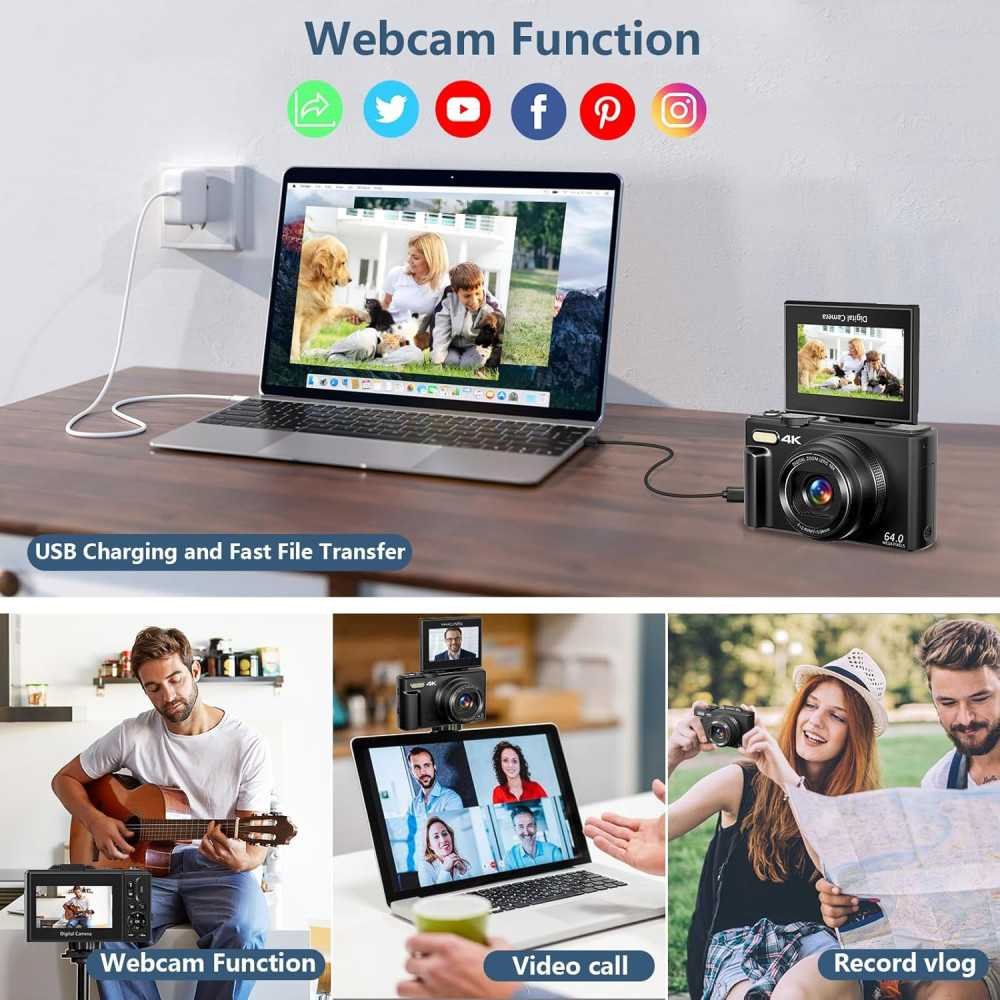 4K Vlogging Camera with 180° Flip Screen and Retro Charm | TekChoice Electronics