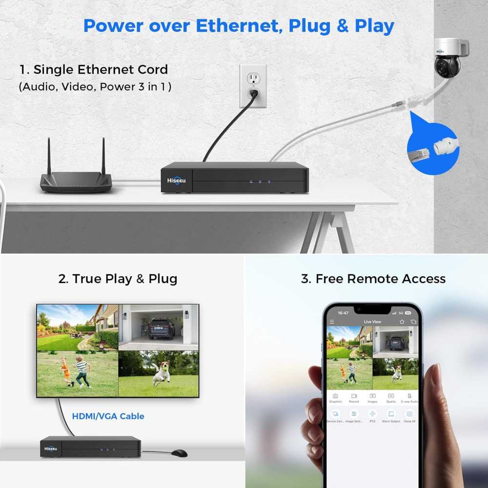 Crystal Clear 4K Surveillance PoE Security Camera System with PTZ Dome Cameras, Human/Vehicle Detection, and 3TB Storage | TekChoice Electronics