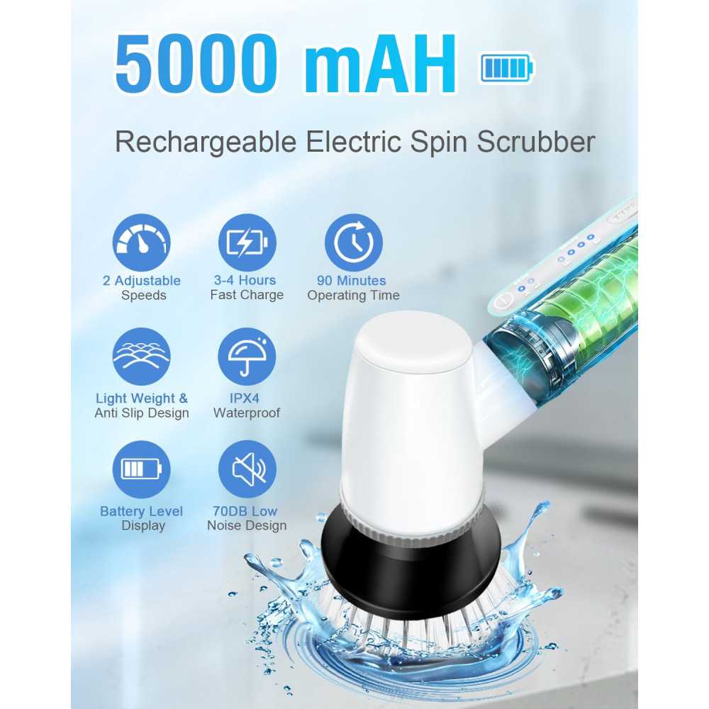 Cordless Electric Spin Scrubber for Effortless Bathroom Cleaning | TekChoice Electronics