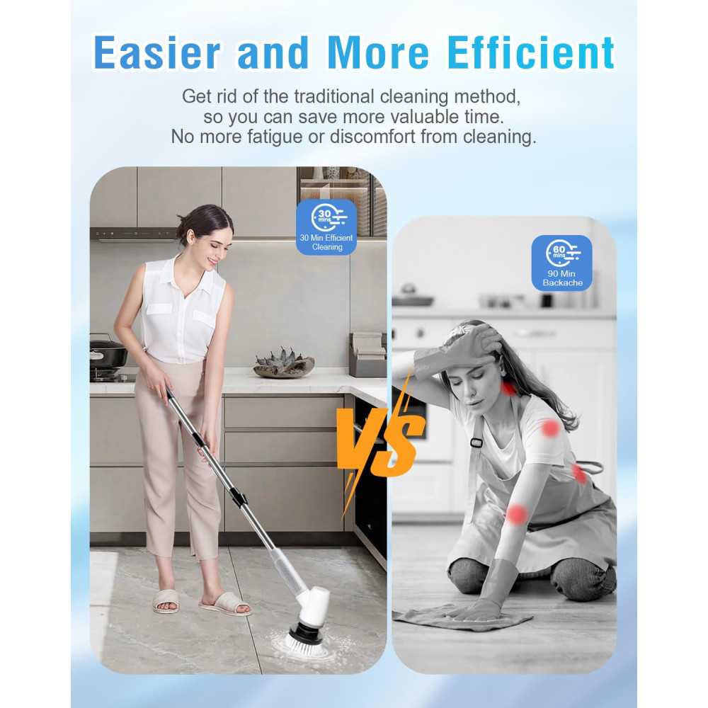 Cordless Electric Spin Scrubber for Effortless Bathroom Cleaning | TekChoice Electronics