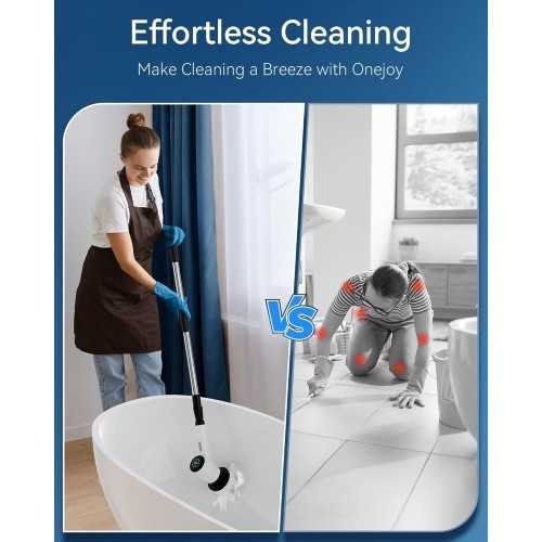 Cordless Power Spin Scrubber with Extended Reach and Speeds for Sparkling Bathtubs, Tiles, and Floors | TekChoice Electronics