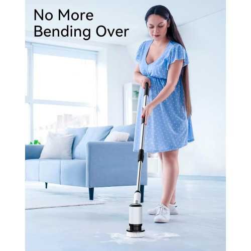 Cordless Power Spin Scrubber with Extended Reach and Speeds for Sparkling Bathtubs, Tiles, and Floors | TekChoice Electronics