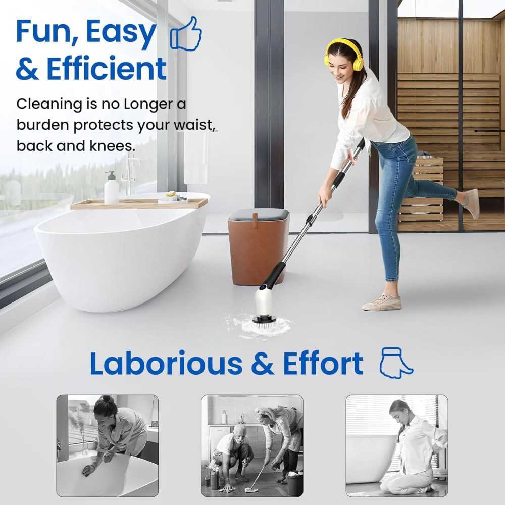 Cordless Power Scrubber with 8 Interchangeable Brush Heads and Voice Assistant | TekChoice Electronics