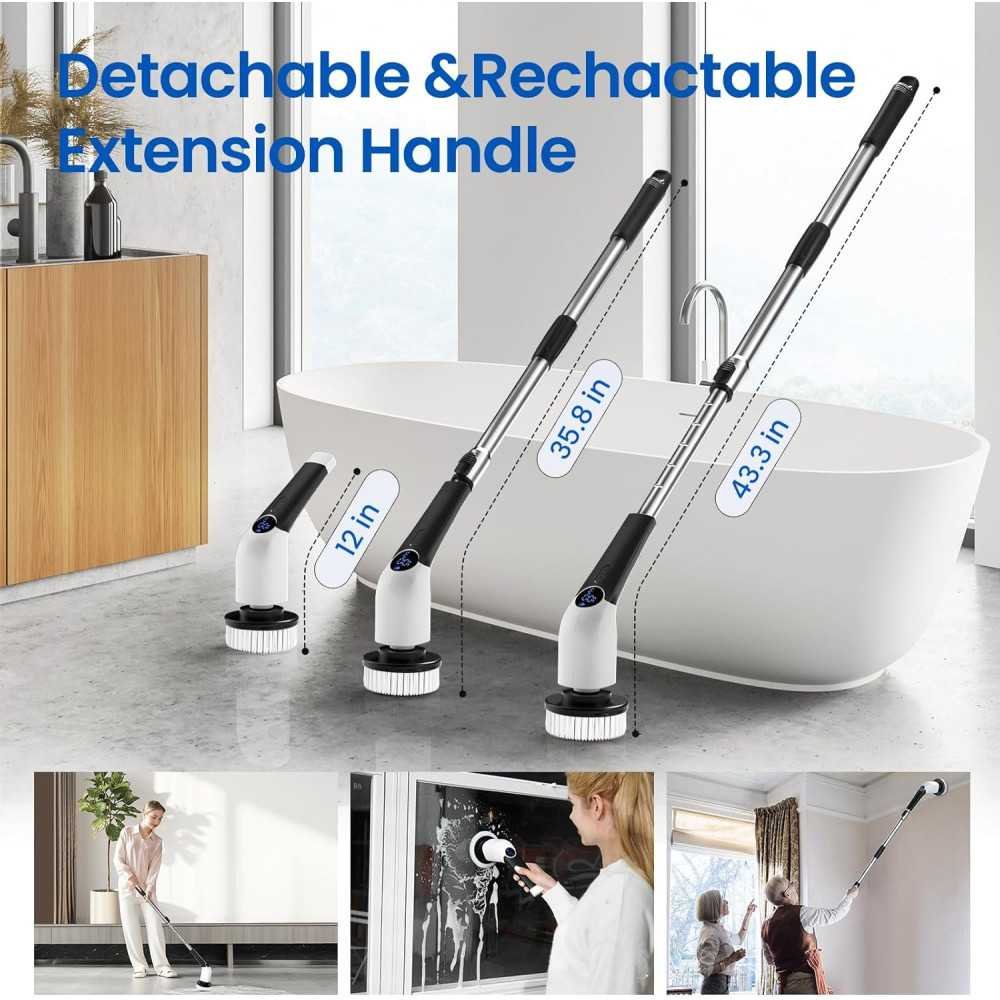 Cordless Power Scrubber with 8 Interchangeable Brush Heads and Voice Assistant | TekChoice Electronics