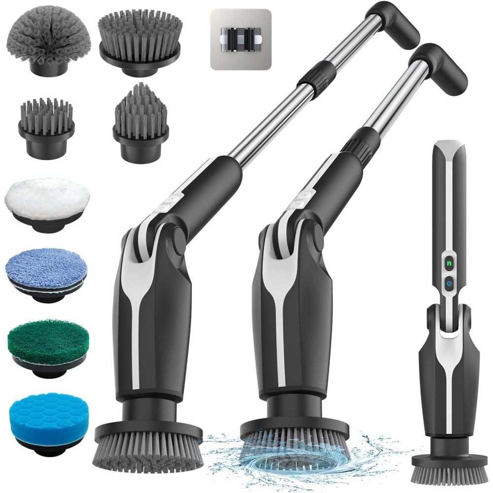 Electric Scrubber with 4 Adjustable Angles and 8 Brush Heads