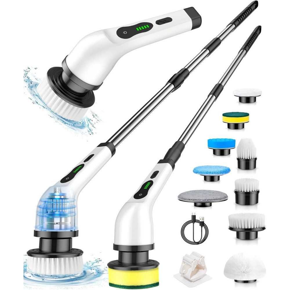Cordless Electric Spin Scrubber With Dual Speed Power and 9 Brush Heads for Any Surface | TekChoice Electronics