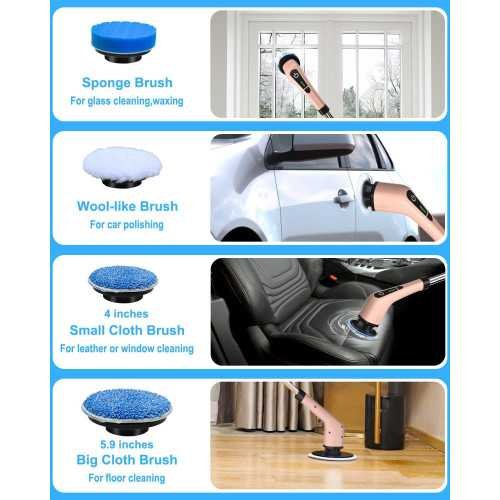 Cordless Electric Spin Scrubber with 8 Brush Heads, Adjustable Speed, and Detachable Handle | TekChoice Electronics