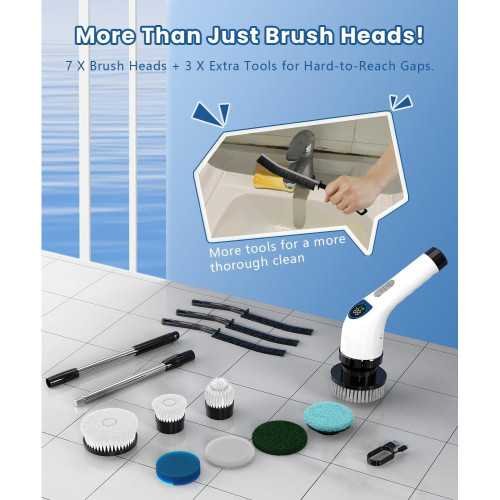 Cordless Electric Spin Scrubber with 10 Tools for Sparkling Results | TekChoice Electronics