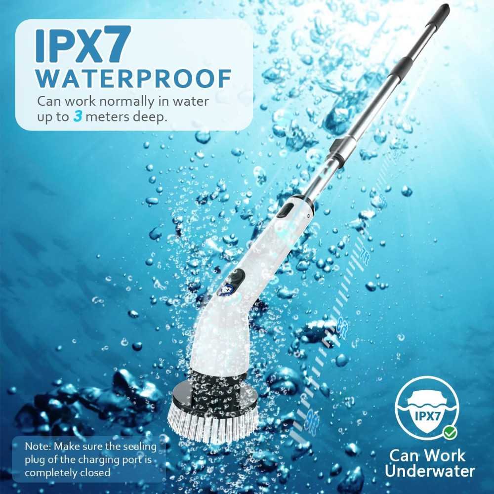 Cordless Bathroom Scrubber With LCD Display and Water-Resistant Design | TekChoice Electronics