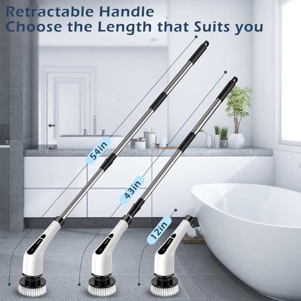 Cordless Electric Spin Scrubber with 8 Interchangeable Brushes and 2 Speed Settings | TekChoice Electronics