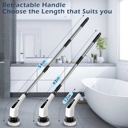 Cordless Electric Spin Scrubber with 8 Interchangeable Brushes and 2 Speed Settings | TekChoice Electronics