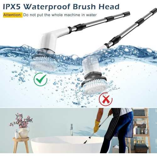 Cordless Electric Spin Scrubber with 8 Interchangeable Brushes and 2 Speed Settings | TekChoice Electronics