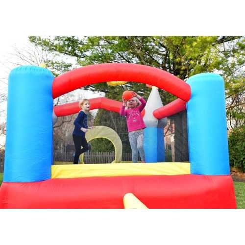 Inflatable Bounce House with Basketball Hoop, Fun Slide, and Safe Entrance Opening | TekChoice Electronics