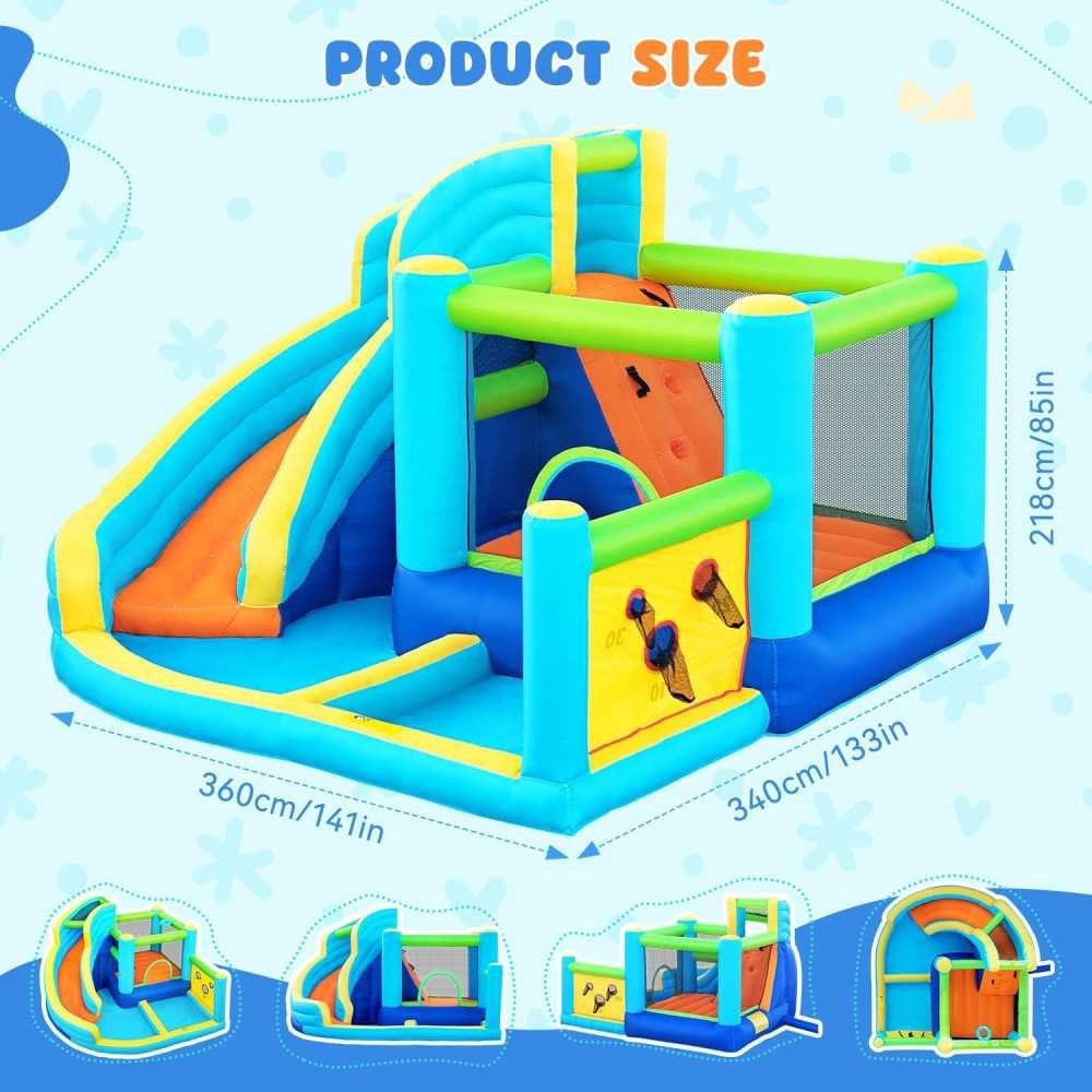 Inflatable Bounce House Adventure with Water Slide, Climbing Wall, Ball Shooting, and Splash Pool | TekChoice Electronics