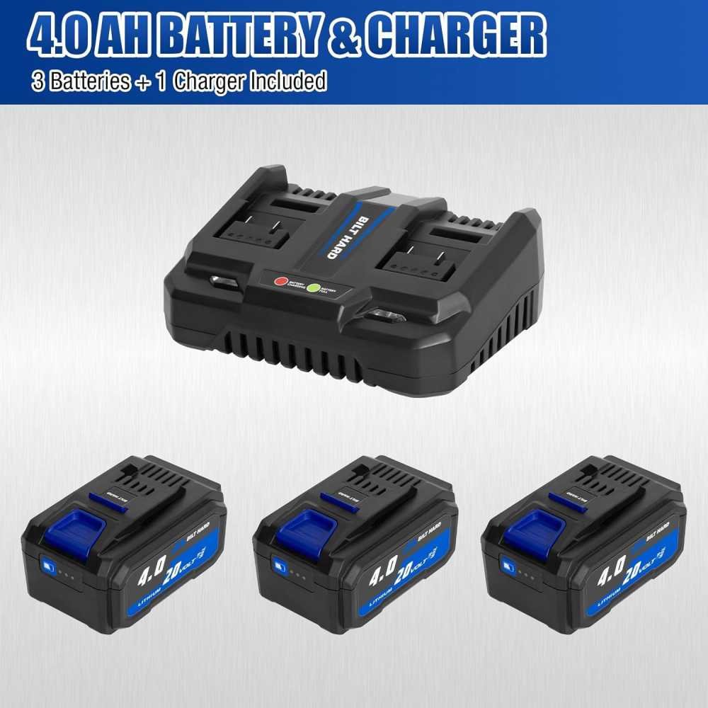 Cordless Mower, Trimmer, Edger, Blower Combo Set with 3 Batteries & Dual Charger | TekChoice Electronics