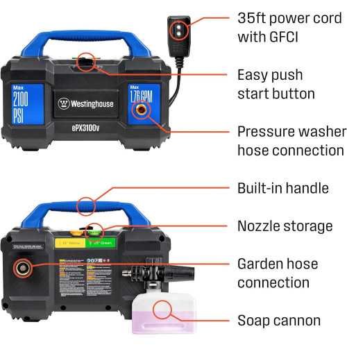 ePX3100v Electric Pressure Washer For Sparkling Cars, Fences, Driveways, Home, and Patios | TekChoice Electronics