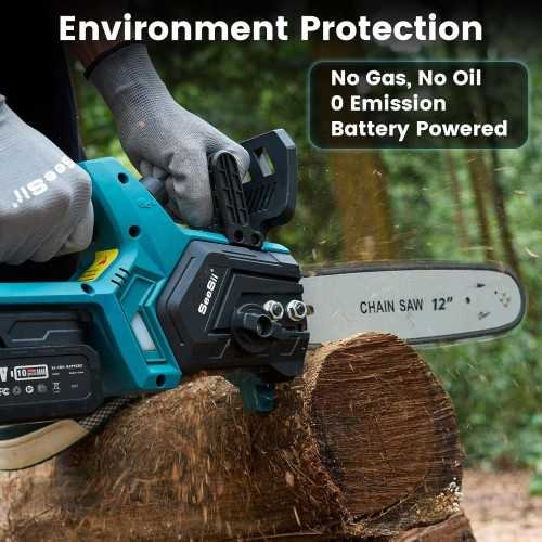 12-inch Cordless Electric Chainsaw for Effortless Tree and Wood Cutting | TekChoice Electronics