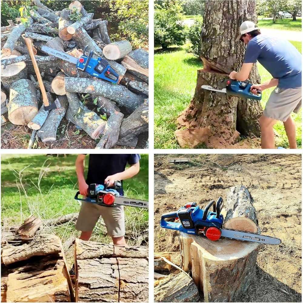 Cordless 16-Inch Chainsaw for Effortless Tree and Wood Cutting | TekChoice Electronics