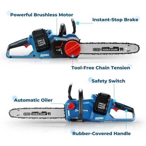 Cordless 16-Inch Chainsaw for Effortless Tree and Wood Cutting | TekChoice Electronics