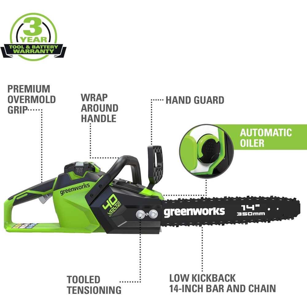 40V 14" Chainsaw Kit: Includes 2.5Ah USB Battery and Charger | TekChoice Electronics