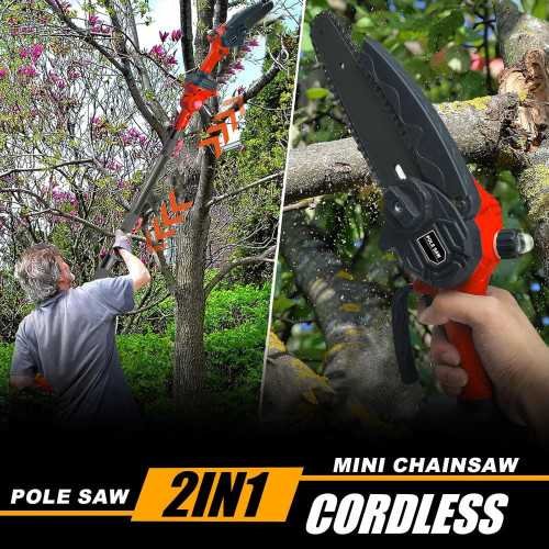 2-in-1 Electric Pole Saw and Mini Chainsaw Combo | TekChoice Electronics