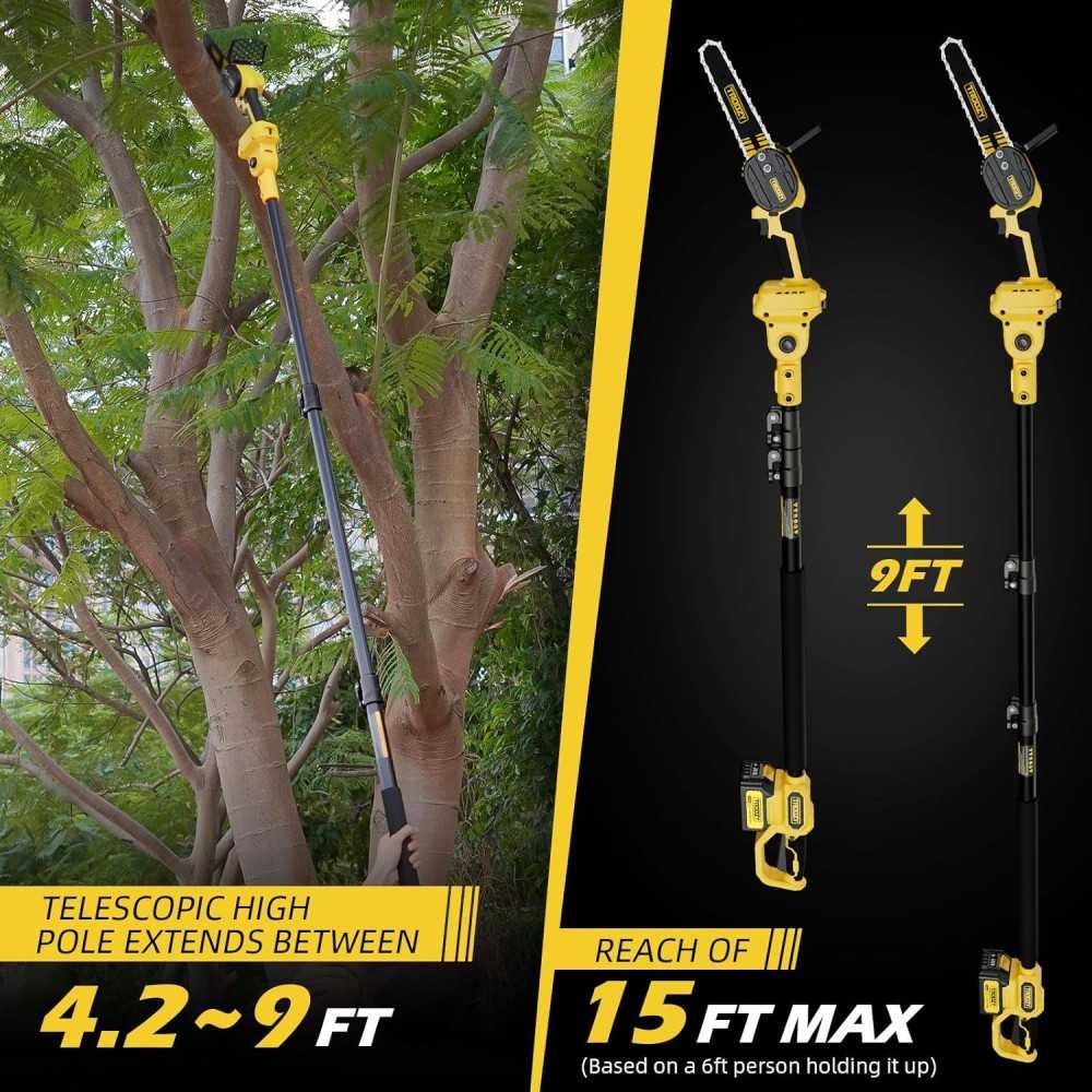 2-in-1 Cordless Pole Saw & Mini Chainsaw Combo for Effortless Tree Pruning and Wood Cutting | TekChoice Electronics