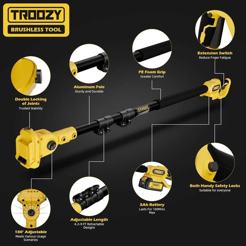 2-in-1 Cordless Pole Saw & Mini Chainsaw Combo for Effortless Tree Pruning and Wood Cutting | TekChoice Electronics