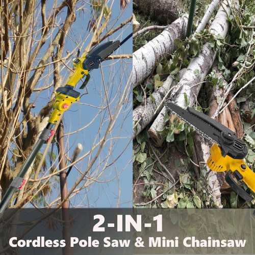 2-in-1 Cordless Pole Saw and Mini Chainsaw Combo | TekChoice Electronics