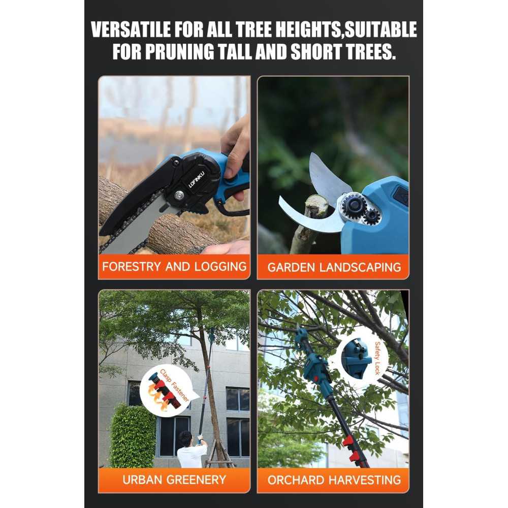 3-in-1 Electric Pruner Kit with Cordless Chainsaw and Pruning Shears | TekChoice Electronics