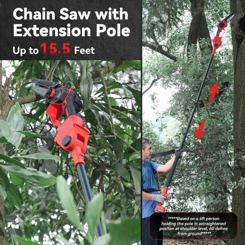 2-in-1 Cordless Pole Saw & Mini Chainsaw with Auto Oiling and Tool-Free Chain Tension | TekChoice Electronics