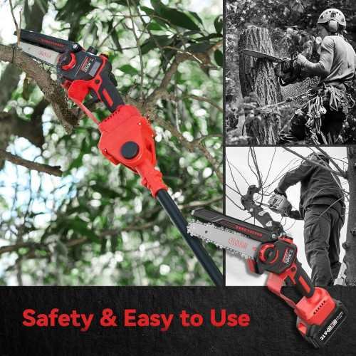 2-in-1 Cordless Pole Saw & Mini Chainsaw with Auto Oiling and Tool-Free Chain Tension | TekChoice Electronics