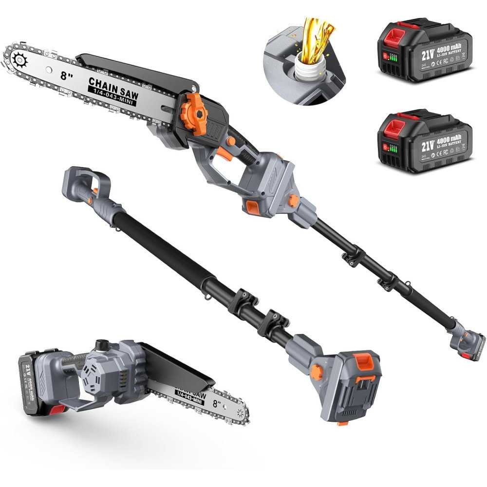 2-in-1 Cordless Pole Saw & 8” Mini Chainsaw Power Duo | TekChoice Electronics