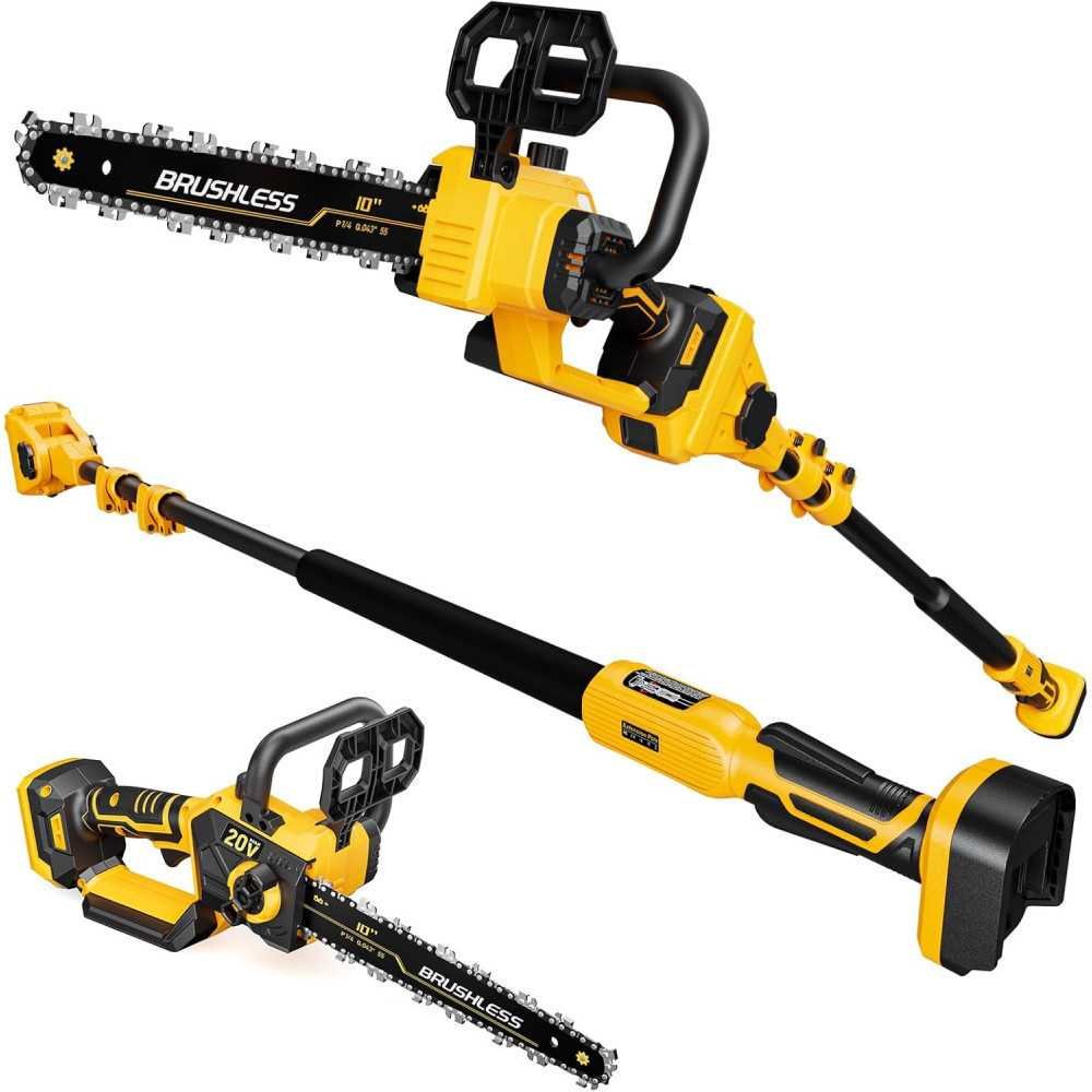 2-in-1 Cordless Pole Saw and Chainsaw Combo with Battery Compatible, Auto Oiling Feature and Max 15ft Reach | TekChoice Electronics