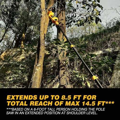 2-in-1 Cordless Pole Saw and Chainsaw Combo with Battery Compatible, Auto Oiling Feature and Max 15ft Reach | TekChoice Electronics