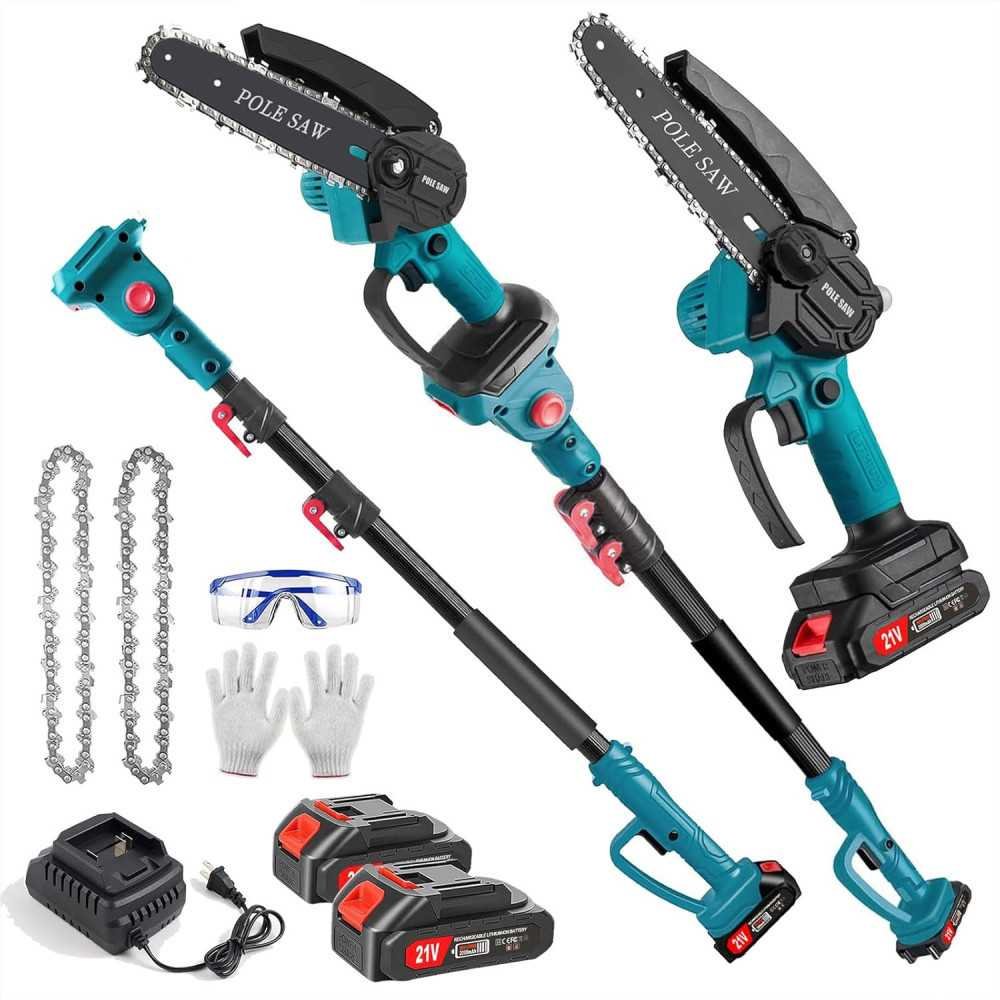 2-in-1 Cordless Pole Saw and Mini Chainsaw Combo for Effortless Tree Trimming and Wood Cutting | TekChoice Electronics