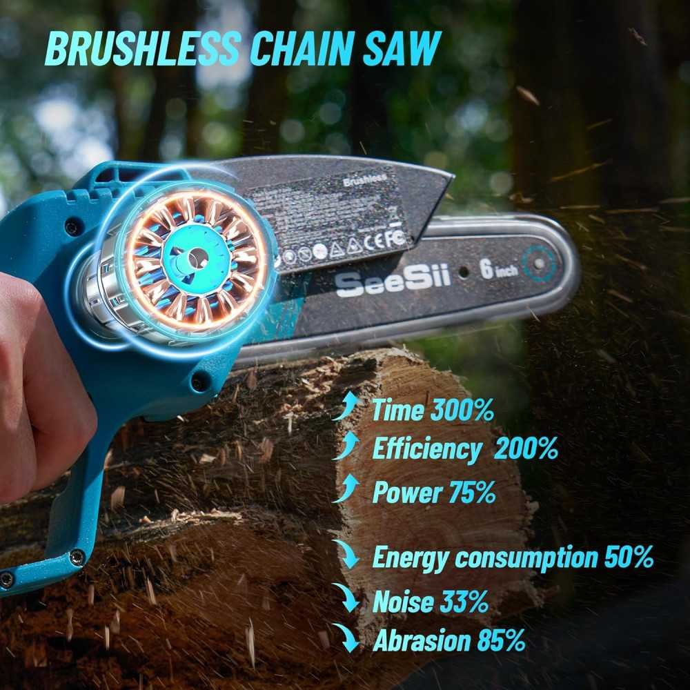 PS610 2-IN-1 Cordless Pole Saw & Mini Chainsaw for Effortless Tree Trimming in Your Garden | TekChoice Electronics